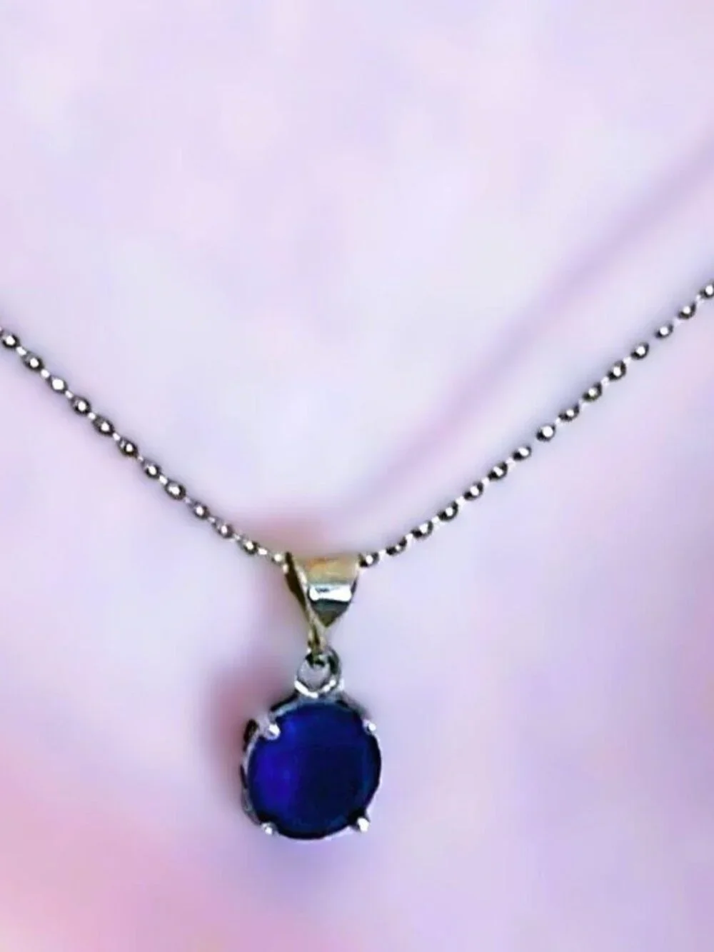 Sterling Silver Sapphire Necklace & Earrings